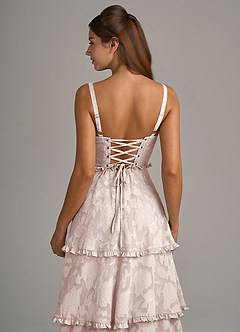 Azazie Romie Bridesmaid Dresses Blushing Pink A-Line Corset Floral Burnout Dress image6