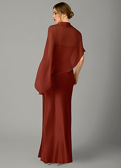 Azazie Jaleesa Bridesmaid Dresses Terracotta A-Line High Neck Stretch Satin Dress image6