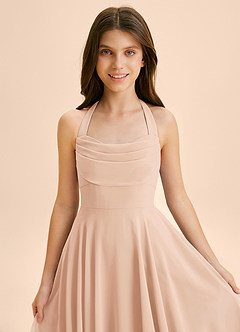 Azazie Kady Junior Abito A-Line in Chiffon Scollo a Cuore Rosa Inglese image6