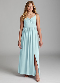 Azazie Zeya Junior Sea Glass A-Line Chiffon Dress image3