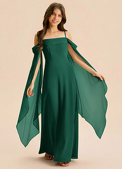 Azazie Moana Junior Linia A Pofałdowany Szyfon Długość podłogi Młodsza druhna Sukienka image1