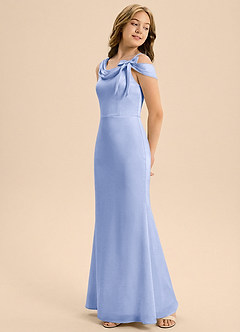 Azazie Cressida Junior Jurk van Stretch Satijn met Zeemeermin Off the Shoulder Ijs image4