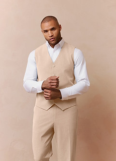 front Savile Tan Wool Blend Suit Vest