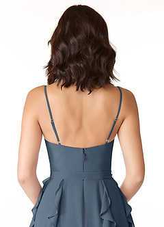 Azazie Peyton Bridesmaid Dresses Neptune A-Line Ruched Chiffon Dress image3