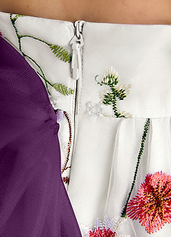 Azazie Peppa Flower Girl Dresses Ivory Grape A-Line Sweetheart Neckline Tulle Dress image7