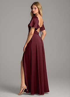 Azazie Chloe Bridesmaid Dresses Cabernet A-Line Sweetheart Neckline Stretch Satin Dress image2
