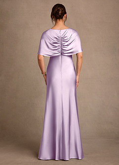 Azazie Dosia vestidos de madre de la novia Vestido de Lila Esmerilada de Satén Elástico de Corte Recto con Plisado image3