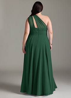 Azazie Charlize Bridesmaid Dresses Dark Green A-Line One Shoulder Chiffon Dress image8