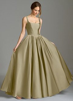 Azazie Verina Bridesmaid Dresses Moss Green A-Line Pleated Stretch Satin Dress image5