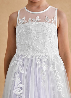 Azazie Bitsy vestidos de niña de las flores Vestido de Marfil Lila de Tul de Corte En A con Encaje image6