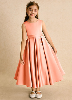 Azazie Junebuj vestidos de niña de las flores Vestido de Atardecer de Satin Mate de Princesa con Plisado image6