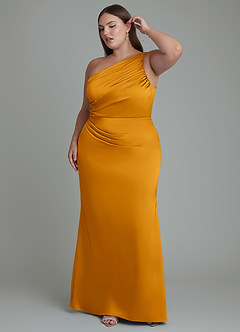 Azazie Akilah Brudtärnklänningar Klänning av Sjöjungfru i Stretch Satin One-shoulder Knäck image10