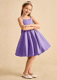 Azazie Davine vestidos de niña de las flores Vestido de Tahití de Satin Mate de Corte En A con Tirante Espagueti image6