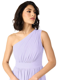 Azazie Mathilda Bridesmaid Dresses Lilac A-Line One Shoulder Chiffon Dress image4