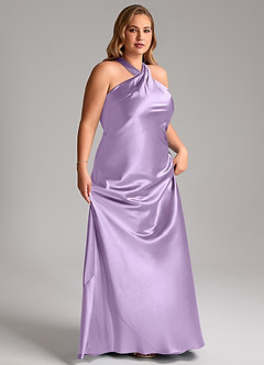Azazie Doretta Bridesmaid Dresses Lilac Mermaid Bow Metallic Satin Dress image11