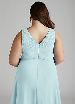 Azazie Flora Bridesmaid Dresses Sea Glass A-Line Pleated Chiffon Dress image14
