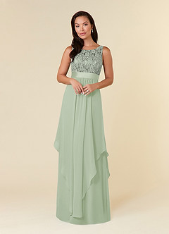 Azazie Xella vestidos de madre de la novia Vestido de Salvia Polvorienta de Gasa de Corte En A con Encaje image6