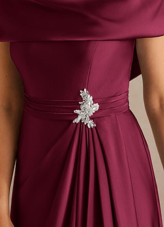 Azazie Branford Abiti per la Madre della Sposa Abito A-Line in Raso Elasticizzato Plissettato Borgogna image7