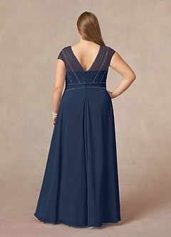 Azazie Star Mother of the Bride Dresses Dark Navy A-Line V-Neck sequins Chiffon Dress image7