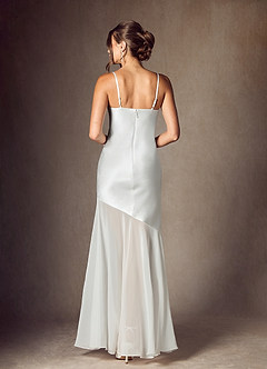 Azazie Alli Wedding Dresses Diamond White Mermaid Metallic Satin Dress image4