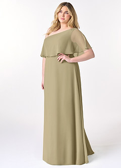 Azazie Lizzy Bridesmaid Dresses Moss Green A-Line One Shoulder Chiffon Dress image10