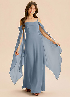 Azazie Moana Junior Linia A Pofałdowany Szyfon Długość podłogi Młodsza druhna Sukienka image1