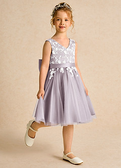 Azazie Butterfly Flower Girl Dresses Dusk A-Line Lace Dress image3