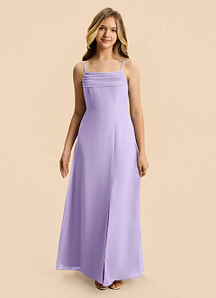 Azazie Lilly Junior Lilac A-Line Pleated Chiffon Dress image4