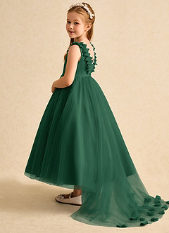 Azazie Lorita Flower Girl Dresses Dark Green A-Line Beaded Tulle Dress image3