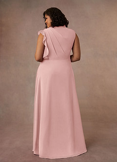 Azazie Narine Kleider für die Brautmutter A-Linie Hoher Halsausschnitt Gefaltet Chiffon Kleid Puderrosa image8