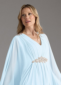 Azazie Drew Mère de la mariée Robes Robe Trapèze en Mousseline de soie Plissée Bleu Ciel image8
