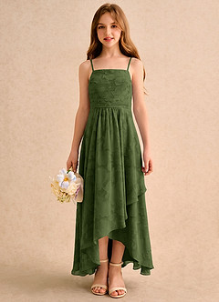 Azazie Twilight Girls Formal Flower Girl Klänningar Klänning A-linje i Blommig Utbrändhet Plisserad image4