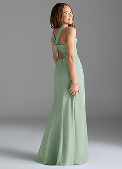 Azazie Rue Junior Meerjungfrau-Linie Seitliche Cut-Outs Chiffon Kleid Agave image5