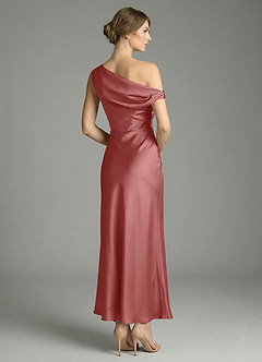 Azazie Emerson Robes de demoiselle d'honneur Robe Sirène en Satin extensible Épaule décolletée Antique Rose image6