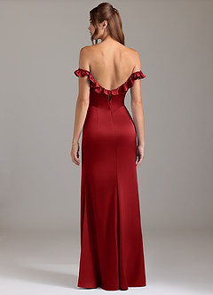 Azazie Callie Bridesmaid Dresses Pomegranate A-Line Ruched Stretch Satin Convertible Dress image7