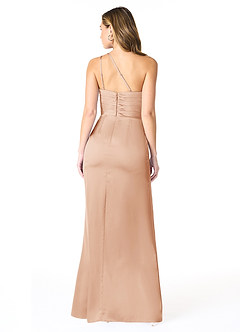Azazie Eren Bridesmaid Dresses English Rose Mermaid One Shoulder Stretch Satin Dress image3