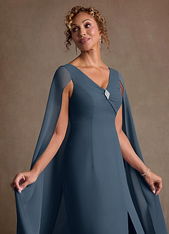 Azazie Boudica 신부의 어머니 드레스 A라인 주름진 쉬폰 플로어 길이 드레스 image5