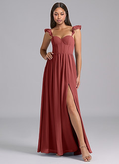Azazie Denisse Bridesmaid Dresses Terracotta A-Line Ruched Chiffon Dress image5