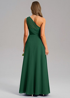 Azazie Phaedra Brautjungfernkleider A-Linie One-Shoulder Chiffon Kleid Dunkelgrün image2