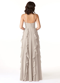 Azazie Peyton Brautjungfernkleider A-Linie Gestreift Chiffon Kleid Frost image2