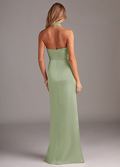 Azazie Jemma Bridesmaid Dresses Dusty Sage Sheath Pleated Stretch Satin Dress image6