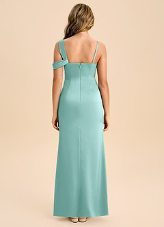 Azazie Wynter Junior Vestido de Aqua de Satén Elástico con Plisado image2