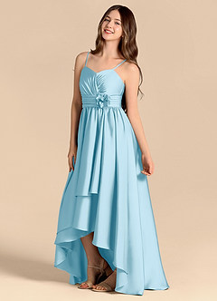 Azazie Catalina Junior Sky Blue A-Line Sweetheart Neckline Stretch Satin Dress image7