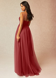Azazie Roni Bridesmaid Dresses Rust A-Line Sweetheart Neckline Tulle Convertible Dress image3