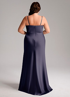 Azazie Lidia Jurken voor bruidsmeisjes Jurk van Stretch Satijn met Zeemeermin Zijsplit Stormachtig image2