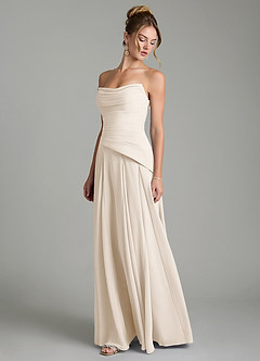 Azazie Gabriela Bridesmaid Dresses White Alabaster A-Line Corset Chiffon Dress image6