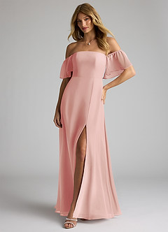 Azazie Sue At-home Try On Dresses Matcha A-Line Off the Shoulder Chiffon Convertible Dress image3
