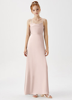 Azazie Shale Junior A-Linie Stretch-Satin Kleid Zartrosa image5