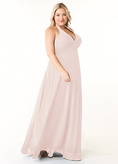 Azazie Tessie Bridesmaid Dresses Rose Petal A-Line V-Neck Pleated Chiffon Dress image8