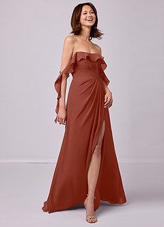 Barbie ♥ Azazie Bridesmaid Dresses Auburn A-Line Off the Shoulder Chiffon Convertible Dress image5